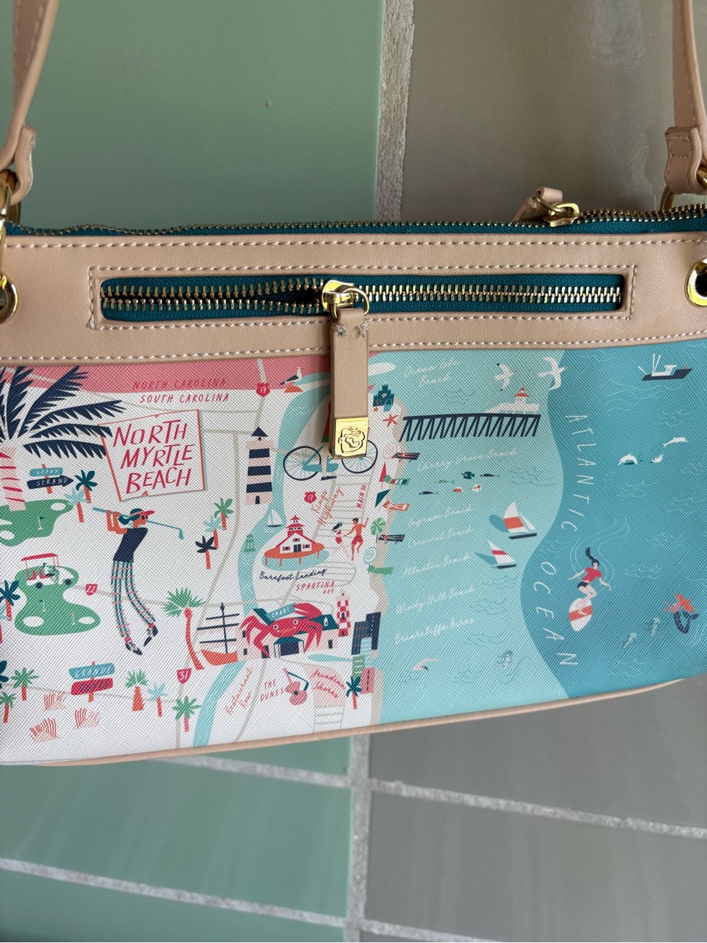 Spartina 449 Myrtle Beach Print Crossbody - Light Blue/Cream - Picture 3 of 14